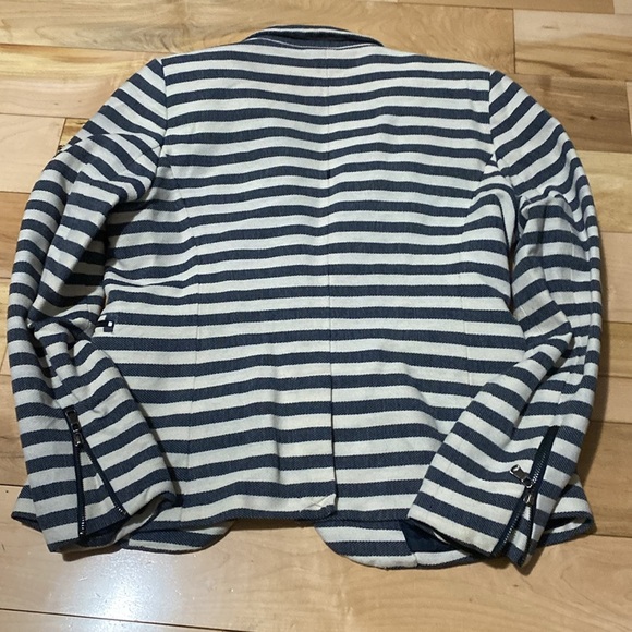 Striped Navy and White Women's Blazer - Picture 4 of 16